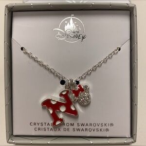 Disney Letter "N"  Silver and Red Enamel Necklace